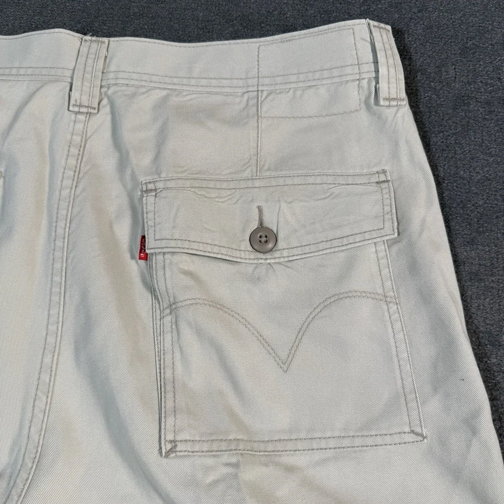 Vtg Levi's Cargo Pants Men's 36x30 Loose Straight White Baggy Skate Y2K Cotton